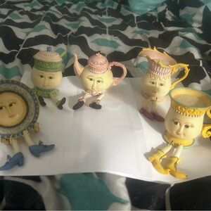 Vintage Whimsical Ceramic Tea Set Figurines